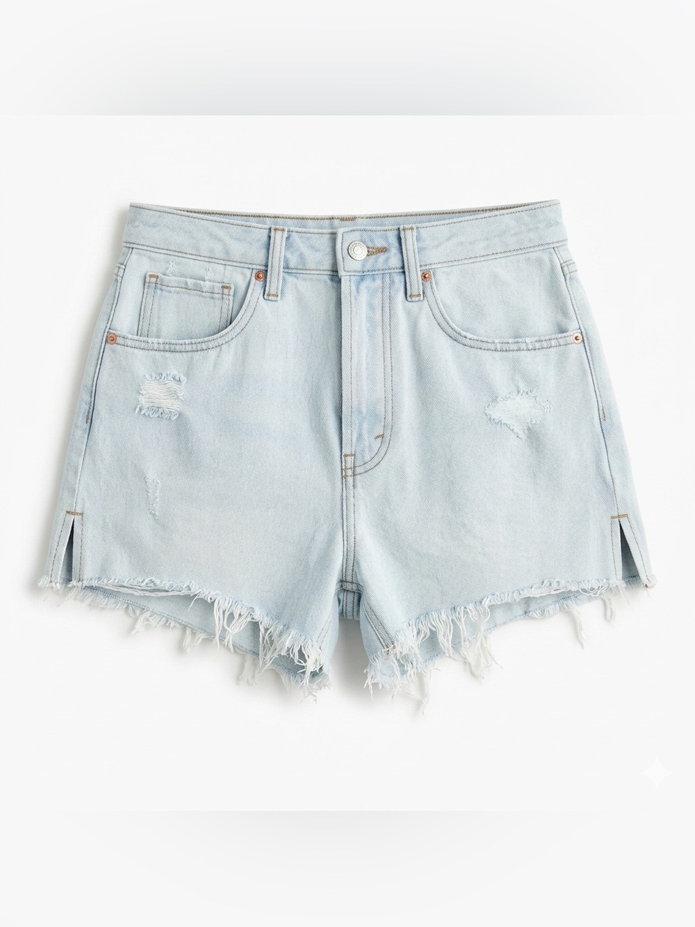 wild fable Pale Blue High-Rise Distressed Denim Shorts